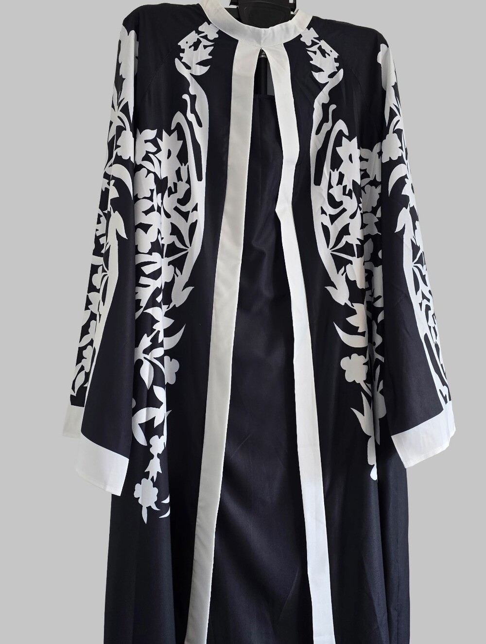Unbranded 5X Black White Floral Maxi Dress Keyhole Neck Flowy Plus Size